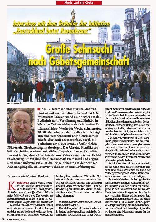 Interview mit Manfred Benkert in „Kirche heute“ Nr.4 / April 2022