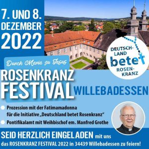 Rosenkranzfestival am 7.+8.12.2022 in Willebadessen / Initiative “Deutschland betet Rosenkranz” feiert einjähriges Bestehen